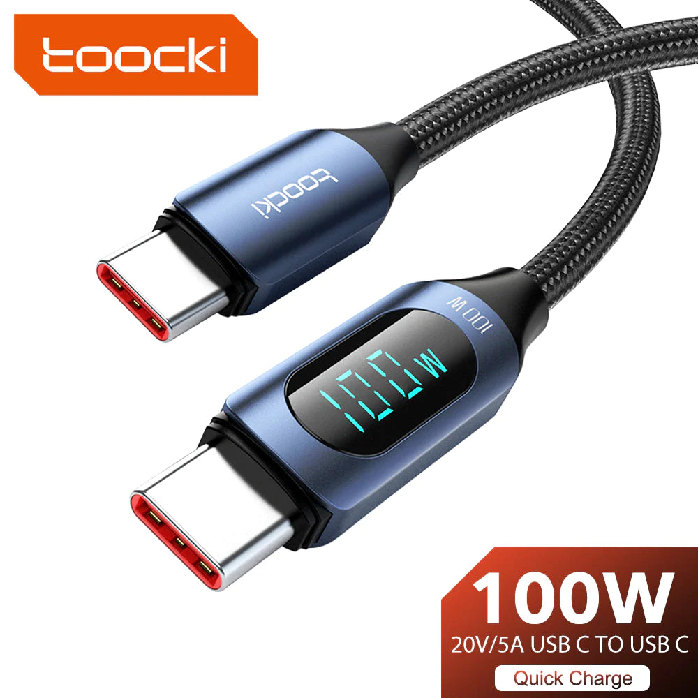 Charge Fast and Display Clear! š Toocki 100W Type C to Type C Cable for Xiaomi POCO F3, Realme, Macbook, iPad! šāØ