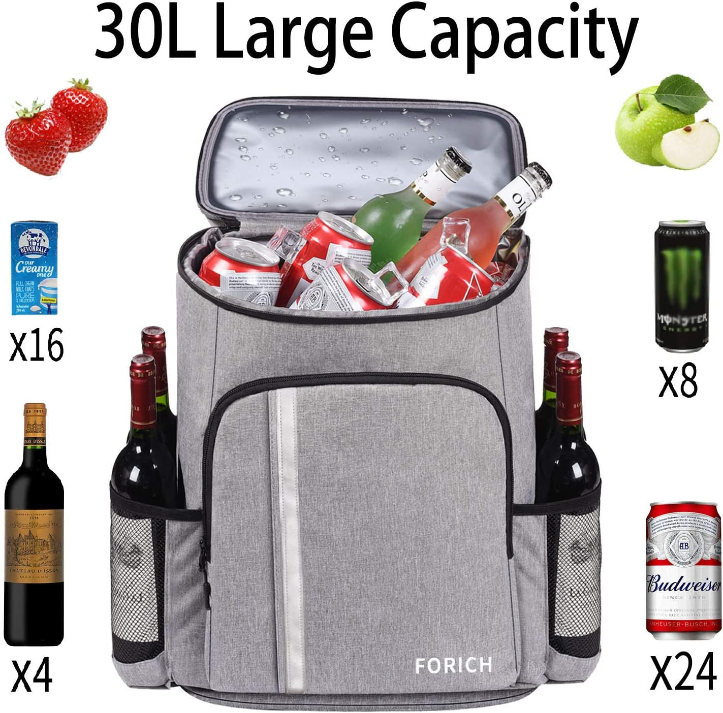 Premium Insulated Backpack Cooler - Lightweight, Leakproof, and Versatile for Outdoor Adventures - Holds 30 Cans