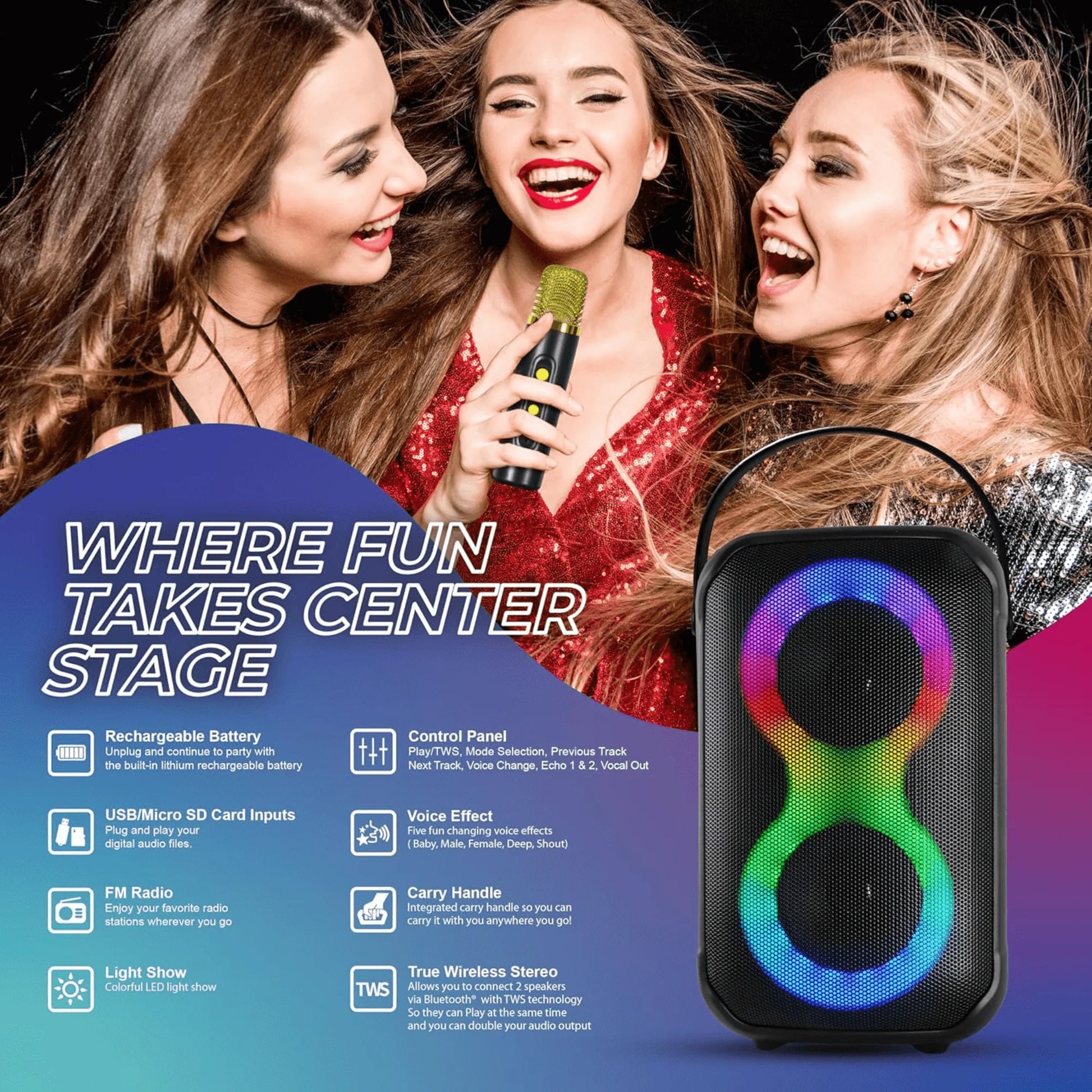Unleash the Fun with IQ Sound Karaoke Kraze: Your Ultimate 2X 4-Inch Portable Bluetooth Speaker! π€πΆ