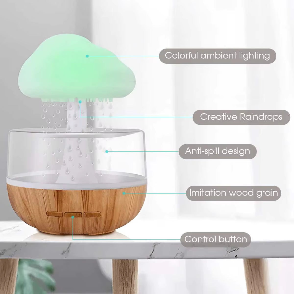 ZenCloud Aroma Humidifier with Colorful Ambient Lighting and Fast Charging