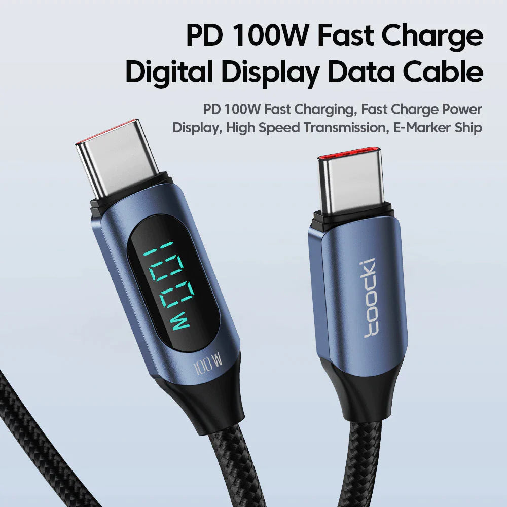 Charge Fast and Display Clear! š Toocki 100W Type C to Type C Cable for Xiaomi POCO F3, Realme, Macbook, iPad! šāØ