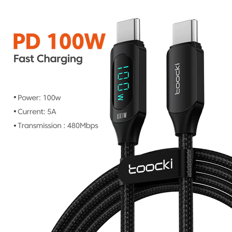 Charge Fast and Display Clear! š Toocki 100W Type C to Type C Cable for Xiaomi POCO F3, Realme, Macbook, iPad! šāØ