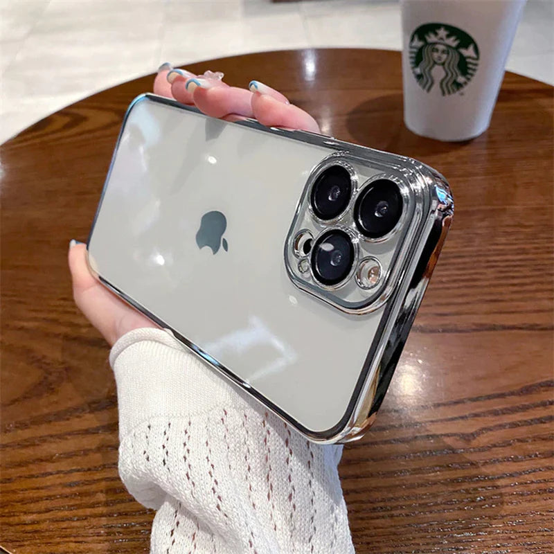Elevate Your Style with Our Luxury Plating Clear Phone Case for iPhone 12-14 Pro Max Mini! 💎📱 #PhoneCase #LuxuryStyle #iPhoneAccessories