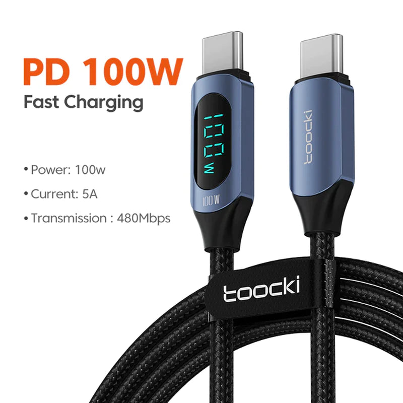 Charge Fast and Display Clear! š Toocki 100W Type C to Type C Cable for Xiaomi POCO F3, Realme, Macbook, iPad! šāØ