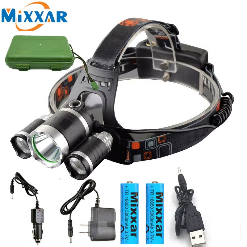 Powerful ZK20 LED Headlamp - Waterproof and Adjustable for Camping, Fishing, and Outdoor Adventures