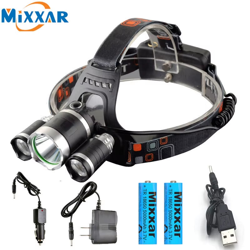 Powerful ZK20 LED Headlamp - Waterproof and Adjustable for Camping, Fishing, and Outdoor Adventures