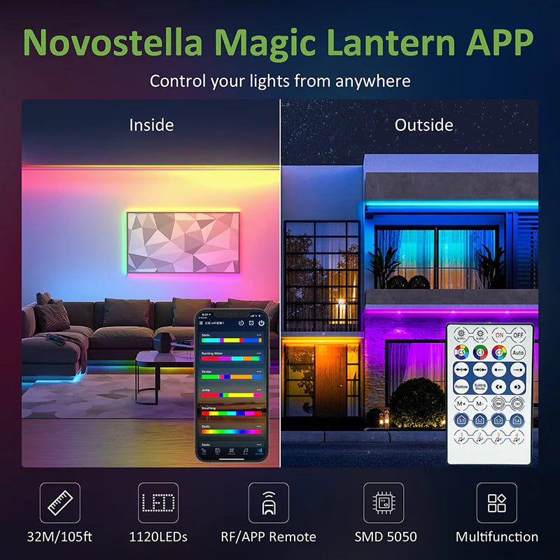 Transform Your Space with 10M/20M RGB LED Strip Lights! 🌈✨ Perfect for TV Backlighting & Room Decor! #HomeDecor #LEDLights #MoodLighting