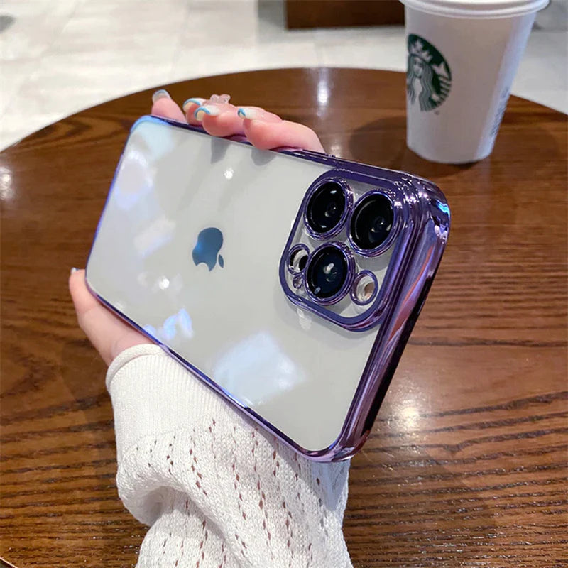 Elevate Your Style with Our Luxury Plating Clear Phone Case for iPhone 12-14 Pro Max Mini! 💎📱 #PhoneCase #LuxuryStyle #iPhoneAccessories