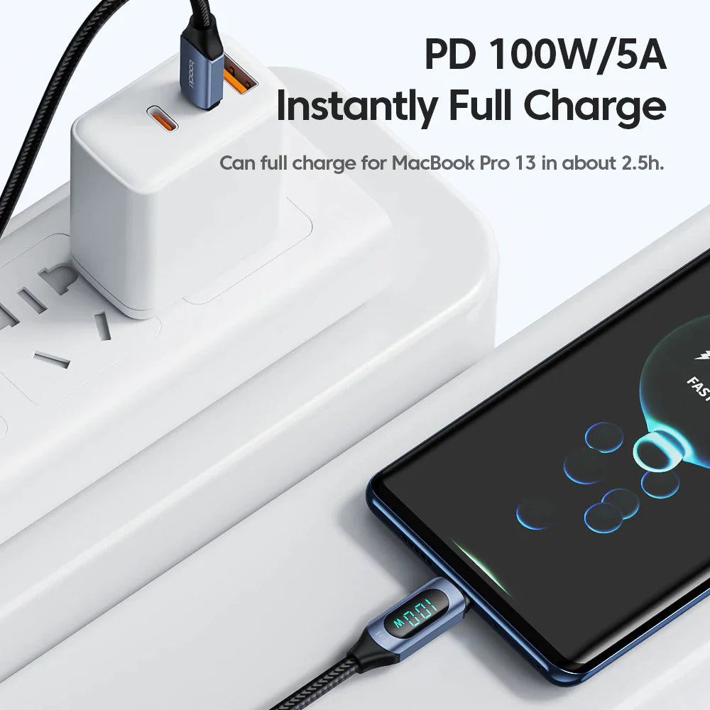 Charge Fast and Display Clear! 🚀 Toocki 100W Type C to Type C Cable for Xiaomi POCO F3, Realme, Macbook, iPad! 🔌✨