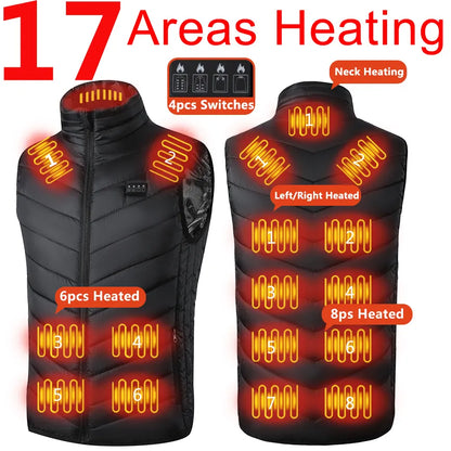 17/13/9 Heated Vest Zones Electric Heated Jacket Men Women Usb Electric Heating Vest Bodywarmer Heated Coat USB Heating Jacket