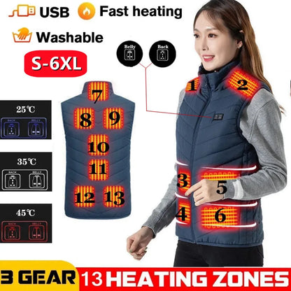 17/13/9 Heated Vest Zones Electric Heated Jacket Men Women Usb Electric Heating Vest Bodywarmer Heated Coat USB Heating Jacket