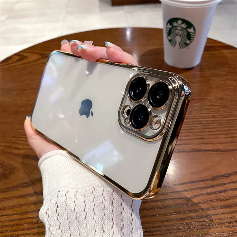 Elevate Your Style with Our Luxury Plating Clear Phone Case for iPhone 12-14 Pro Max Mini! 💎📱 #PhoneCase #LuxuryStyle #iPhoneAccessories